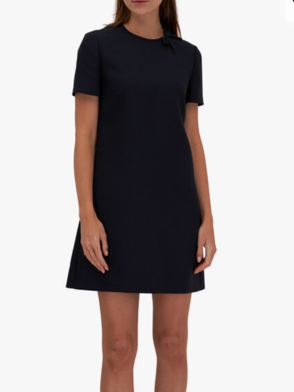 Valentino Garavani Navy Mini Shift Dress with Neck Tie - Picture 3 of 13